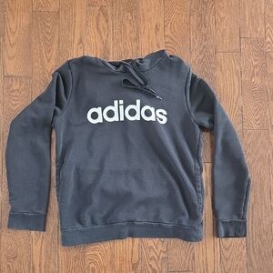 Adidas Black Hoodie with White Logo Size M